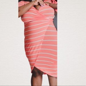 Coral stripe dress
